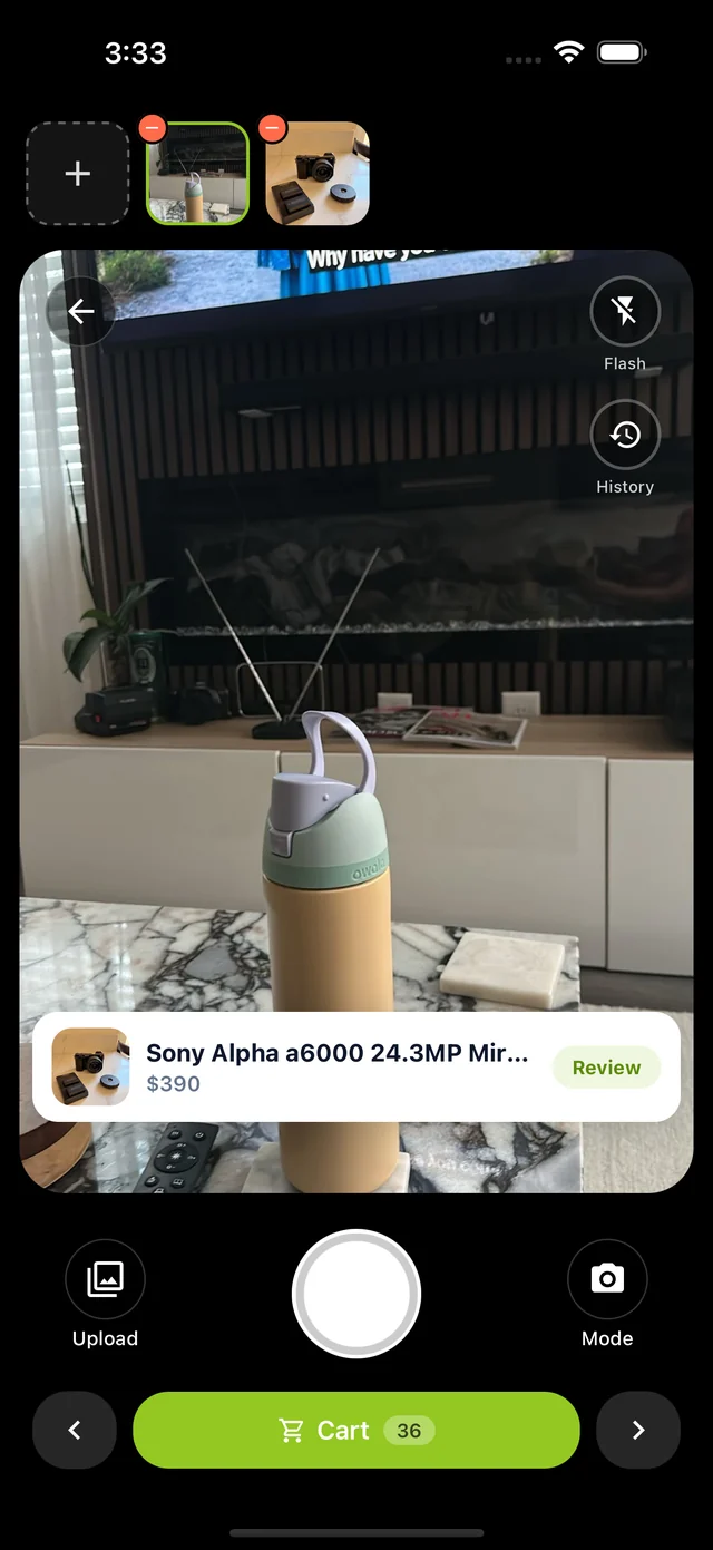 anorha camera screen scanning an item
